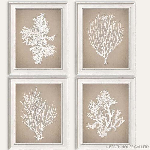 Neutral Beach House Wall Art Taupe Bedroom Art Coastal Etsy