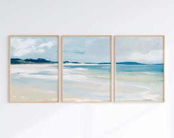 Seascape Art Prints: Coastal Beach House Wall Decor, Set of 3