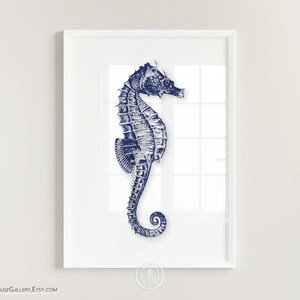 Seahorse Art Prints Set of Two Seahorse Prints Navy Blue - Etsy