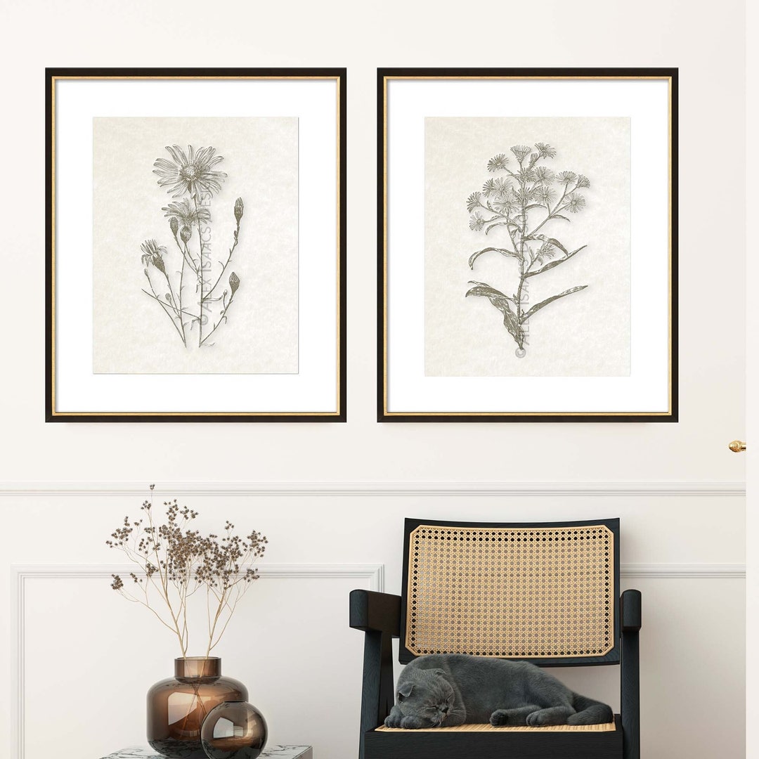 Farmhouse Rustic Wall Art, Set of 2 Prints, Formal Living Room Art