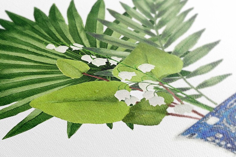 Chinoiserie Plant Art Print: Blue White Ginger Jar, Tropical Palm Bild 2