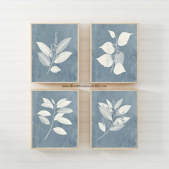 denim blue wall art modern farmhouse prints soft blue wall | etsy