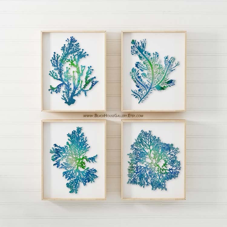 Teal Green Blue Wall Art Blue Teal Art Beach House Decor Etsy