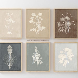 Farmhouse Botanical Print Set: Beige Cream Floral Art