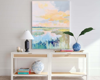 Low Country Coastal Painting, Abstract Marsh Landscape (Canvas or Archival Print)