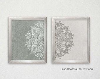 Art du mandala, art gris pour chambre à coucher, décoration de salon bohème gris, art mural gris, art gris neutre, art de la méditation, art mural chambre d'adolescent, dortoir