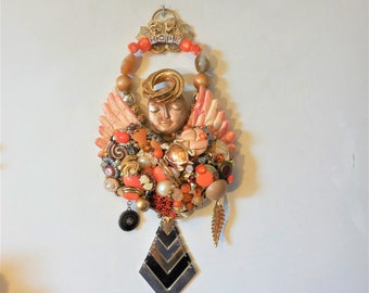 Care Gift, Support Gift, Gift for Hope, Angel Gift, Angel Sculpture, Encrusted Jewelry Art, Costume Jewelry Collage