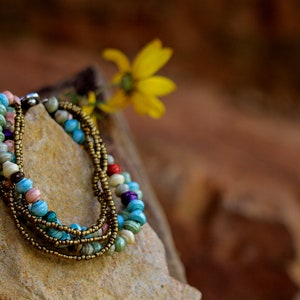 Multi Color Five Strand Paper Bead Bracelet