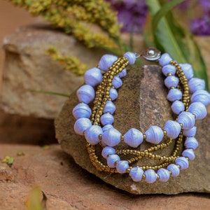 White Five Strand Paper Bead Bracelet