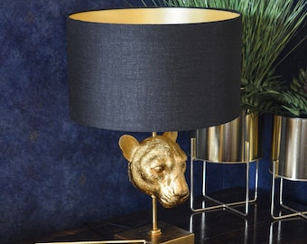 Luipaard tafellamp - Zwart en Goud