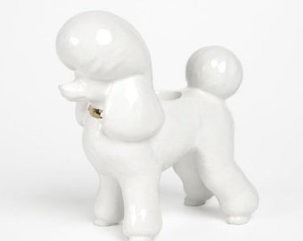 Ceramic poodle candle holder - Available in pink or White