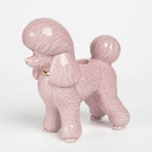 Ceramic poodle candle holder - Available in pink or White