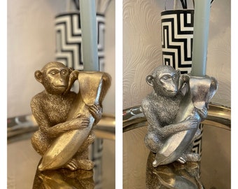 Monkey candle holder - Silver or Gold finish
