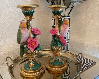 Set of two Beautiful Parrot Candle holders