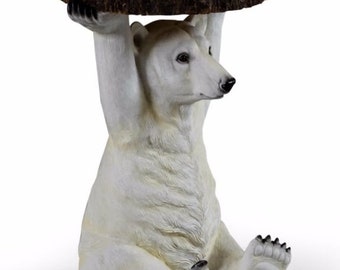 Trunk Slice Animal Side / End Tables - Polar Bear