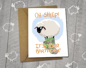 Sheep, I Love You Card,  Cute Animals, Approximately 5 x 7 Blank Card, Kraft Envelope, Black Sheep, Happy Birthday, Valentine's Day Card