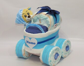 Diaper stroller XL tires + bear baby blue