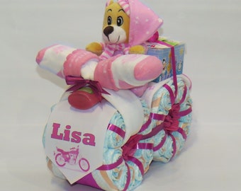 Diaper motorcycle "Biker" in pink