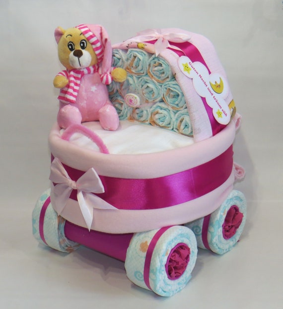 Torta Pannolini 2 Piani Bavaglia Rosa - Stock Point - 6