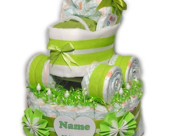 Diaper cake + diaper stroller XL tires green