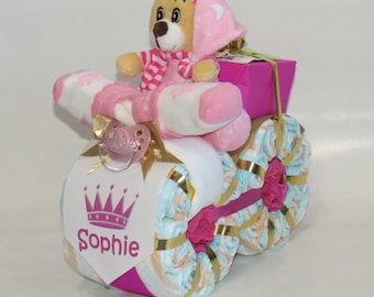 Windeltorte - Windelmotorrad "Prinzessin" in rosa