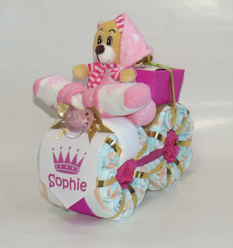 Windeltorte Windelmotorrad Prinzessin in rosa Bild 1