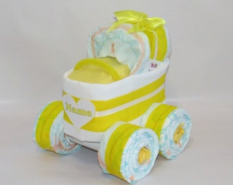 Windeltorte - Windelkinderwagen XL-Reifen gelb