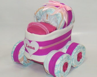 Diaper cake - Diaper stroller XL tire pink