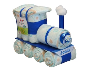 Torta di pannolini pannolino locomotiva blu regalo per nascita pannolino treno pannolino locomotiva pannolino treno