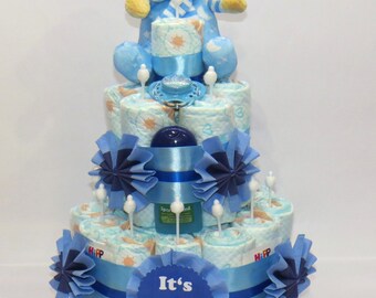 Gâteau de couche « It’s a Boy » avec ours en bleu