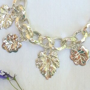 Leaves Charms bracelet made of sterling silver. bold bracelet, statement bracelet