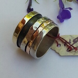 Spinning ring, band ring,Handmade of Sterling silver and gold. Wedding ring
