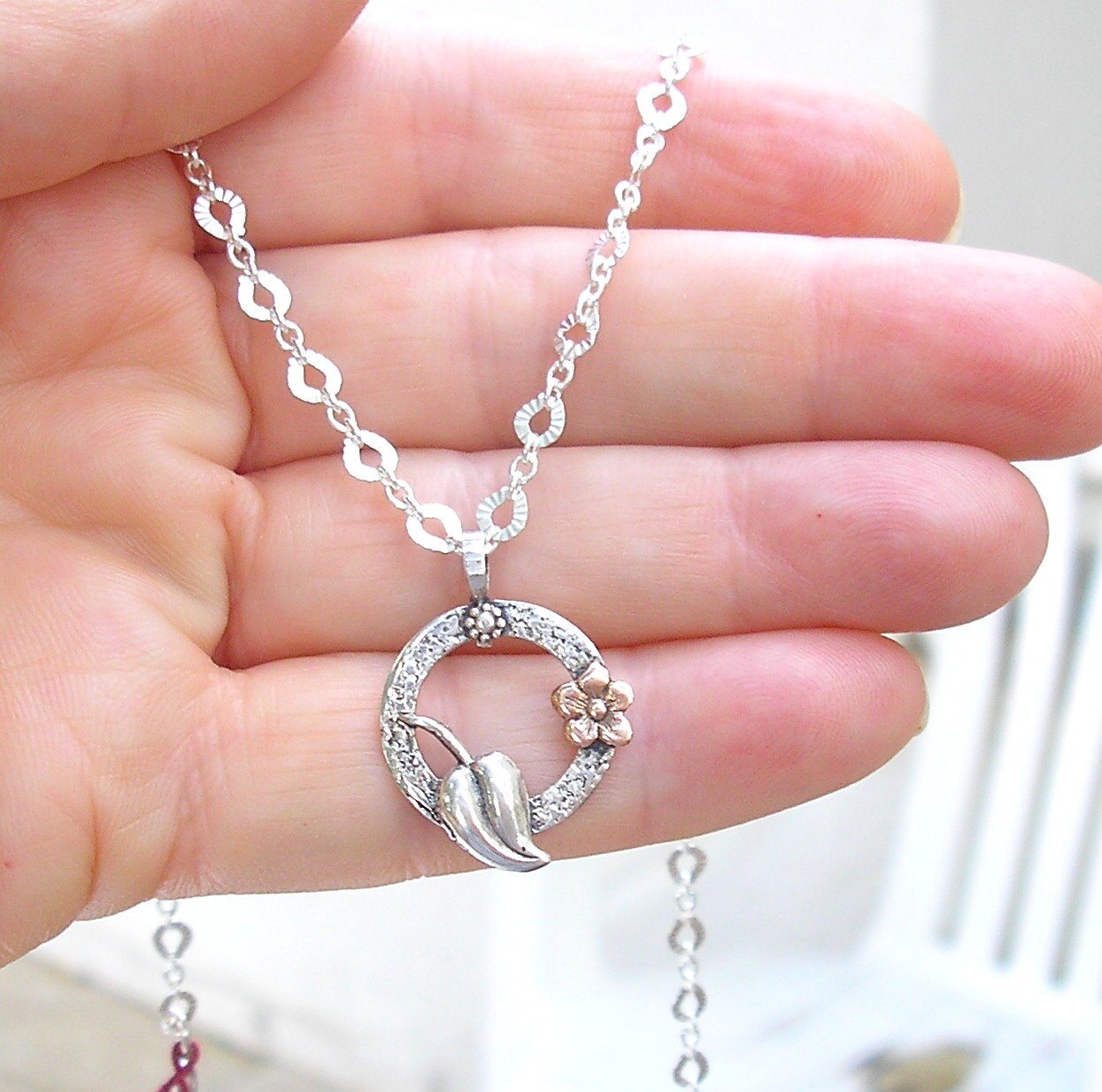 Sterling Silver & Gold Necklace Reserved for CS Gold Flower Etsy