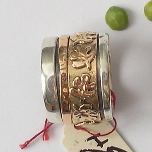 Gold ring Silver and gold ring, gold  band sppining ring Wedding ring Judaica  Handamde in Israel