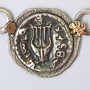 David&#39;s Harp, Handmade, Sterling silver and gold Necklace, Judaica jewelry, Kabbalah jewelry, Torah, Israel, spiritual jewelry