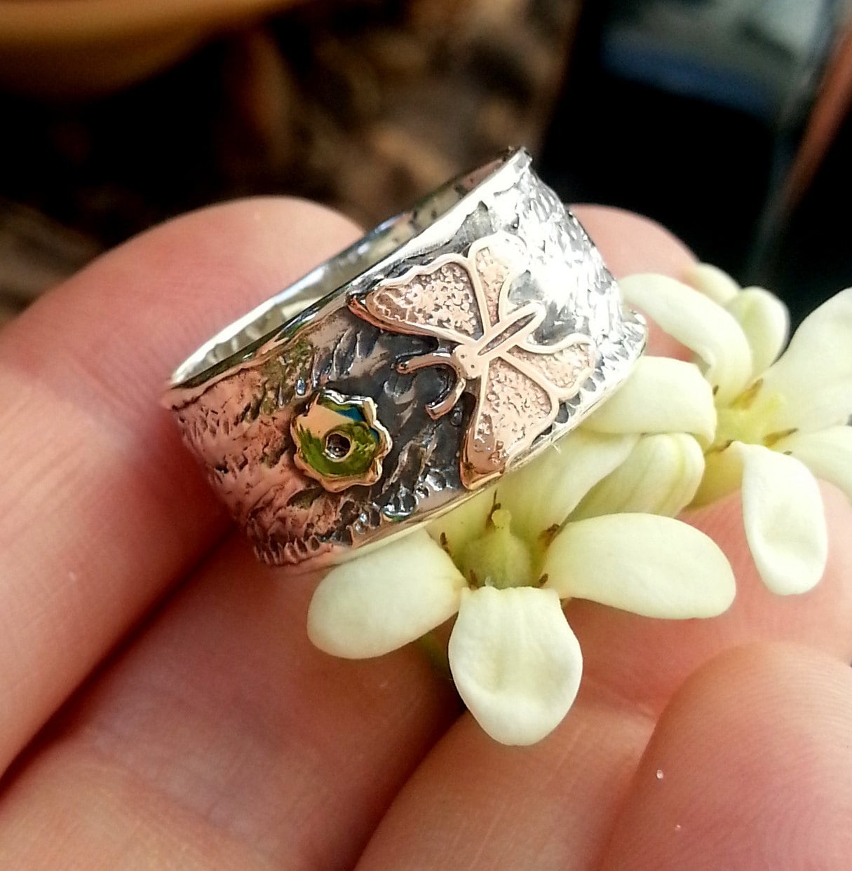 18 KT Butterfly Ring Wedding Ring Band Ring Decorated With Etsy