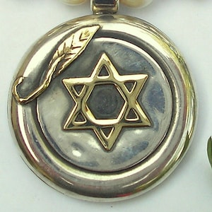 Star of David, Magen David pendant, silver pendant with gold Magen David,