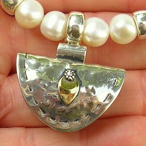Pearls, silver and gold necklace