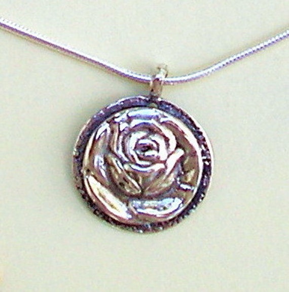 Rose Pendant, Sterling 925 Silver Necklace With Delicate