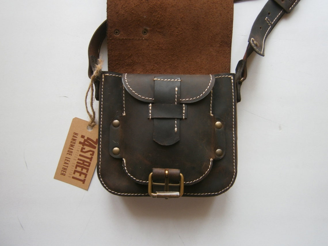 Kokoon Crossbodyl Leather brown bag Genuine Leather Bag Man | Etsy