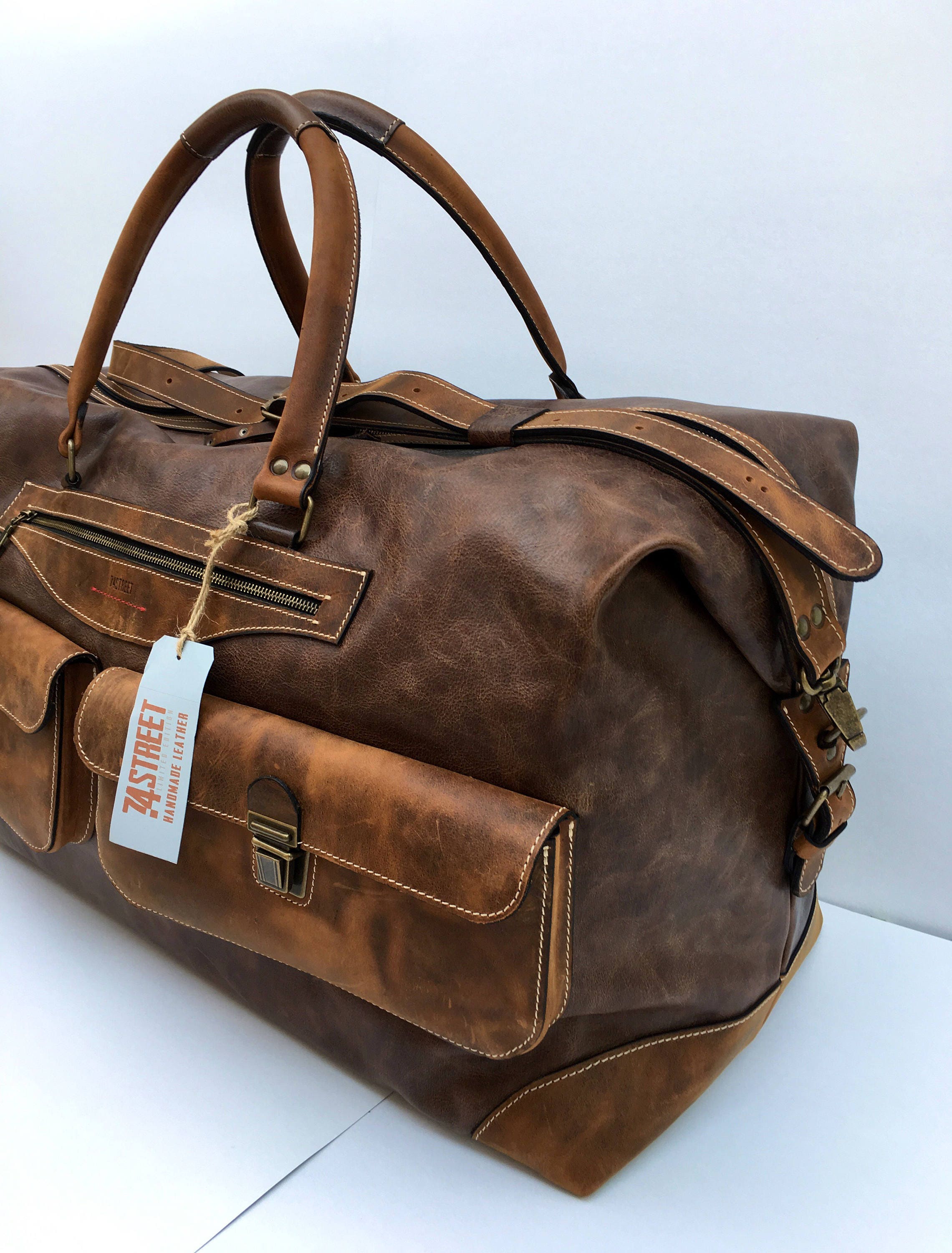 handmade leather luggage
