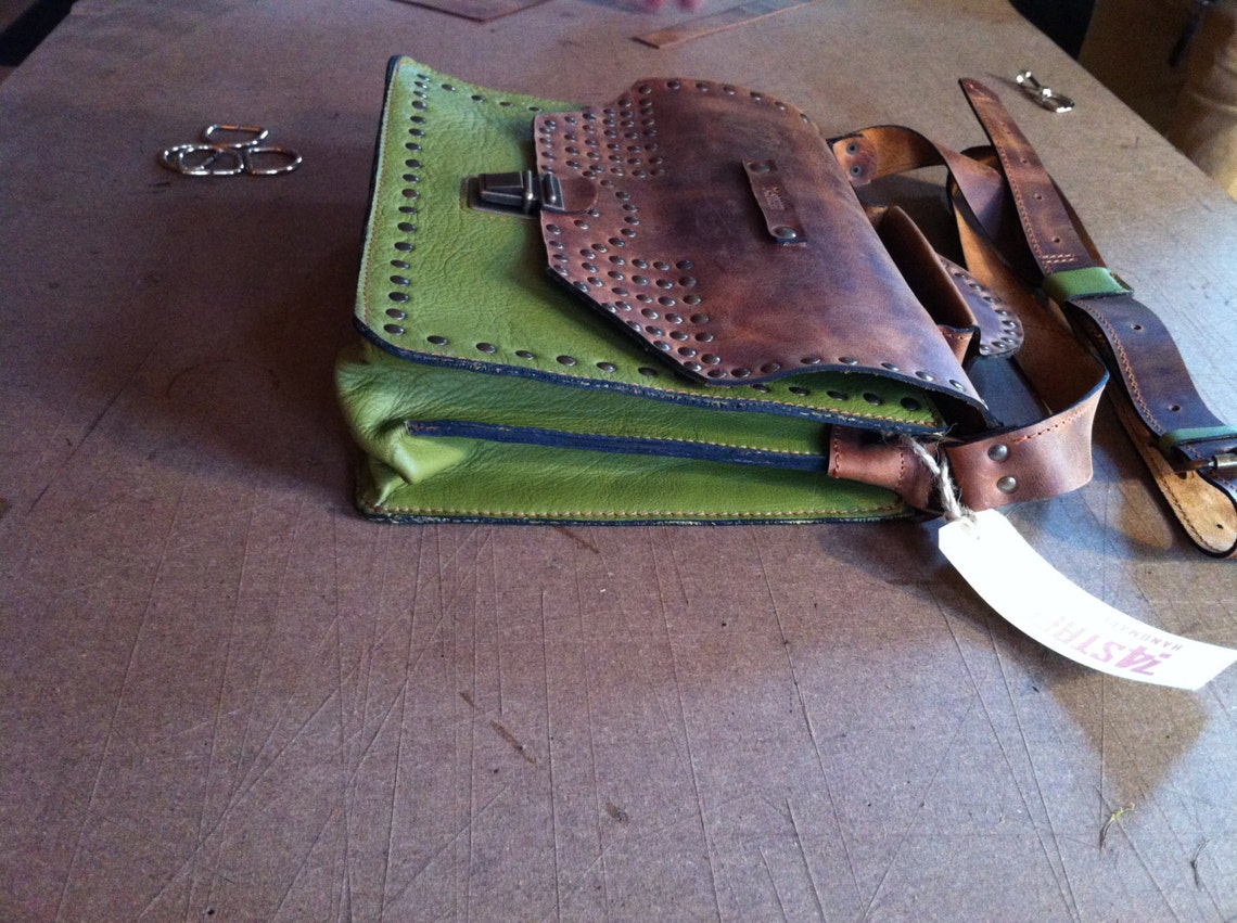 Olive Full Grain Leather Briefcase Olive Leather Bag Leather Etsy