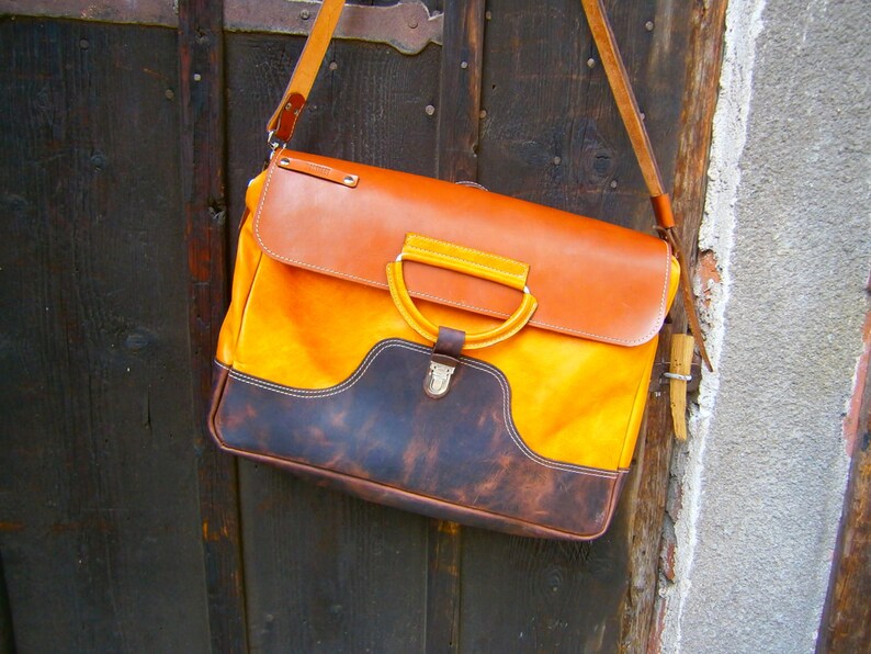 Biker's Messenger Bag Laptop leather bag Leather Etsy