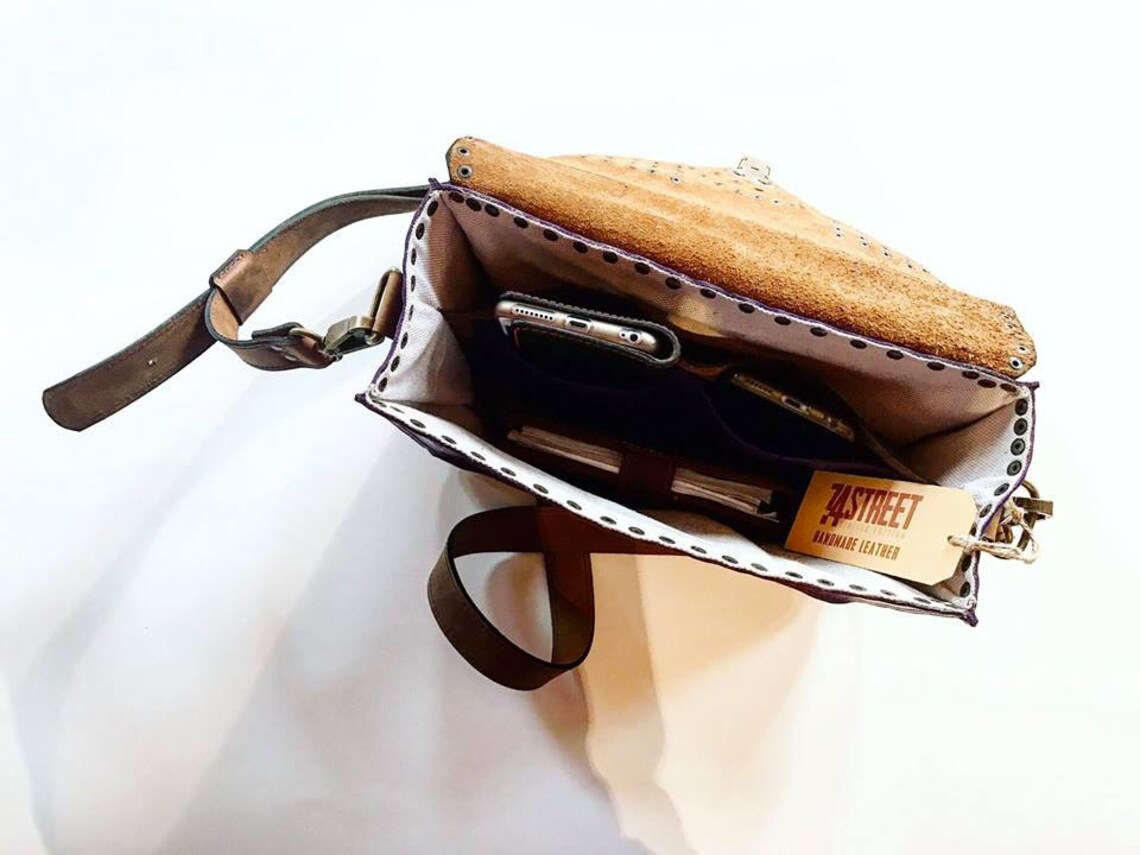 Messenger Bag Woman briefcase Purple Genuine leather bag Etsy