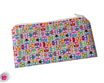 Pencil Case crazy owls, Zipper Pouch owls