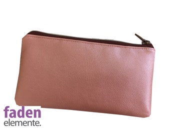 Pencil Case leatherette rosé golden , zipper pouch leather