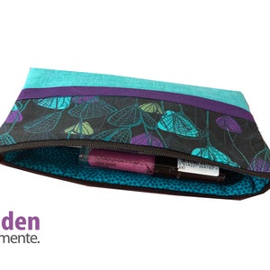 Make up bag, toilet pouch, black, mystic flowers