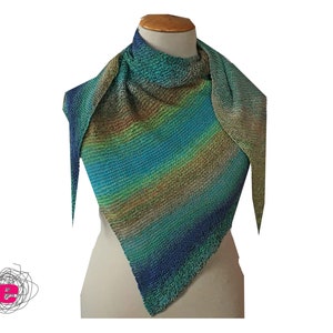 Tuch, Schultertuch, Halstuch, Stola, handgestrickt, blau, türkis
