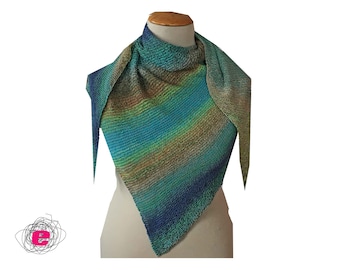 doek, schoudersjaal, nek sjaal, gestolen, hand gebreid, blauw, turquoise