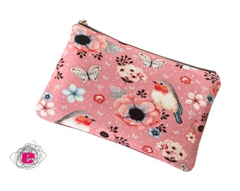 pencil pouch, zipper pouch bird and butterly